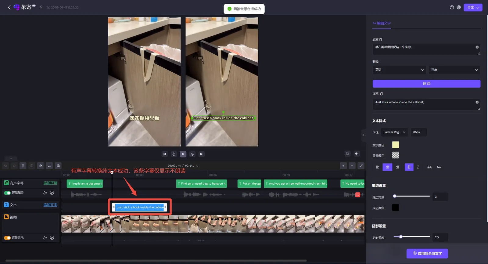 Subtitle voice toggle